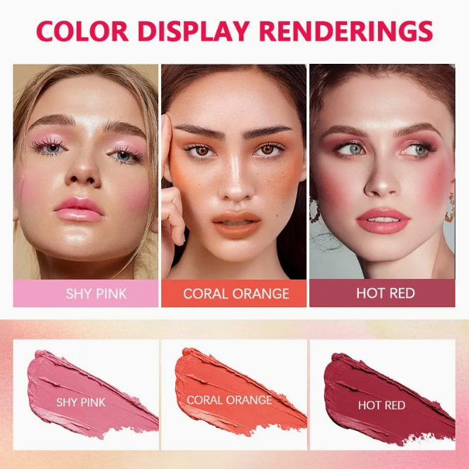 High Pigment Soft Creamy Blusher Stick Cosmetics Rouge Makeup Pink Blush