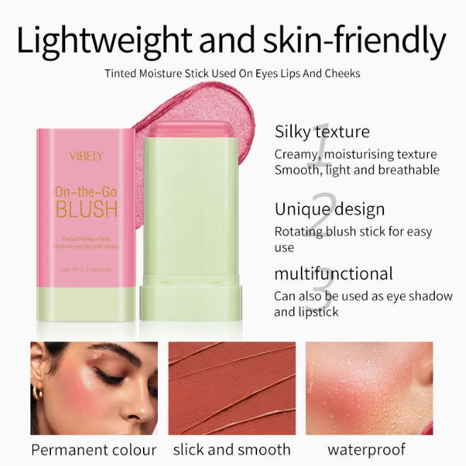 High Pigment Soft Creamy Blusher Stick Cosmetics Rouge Makeup Pink Blush